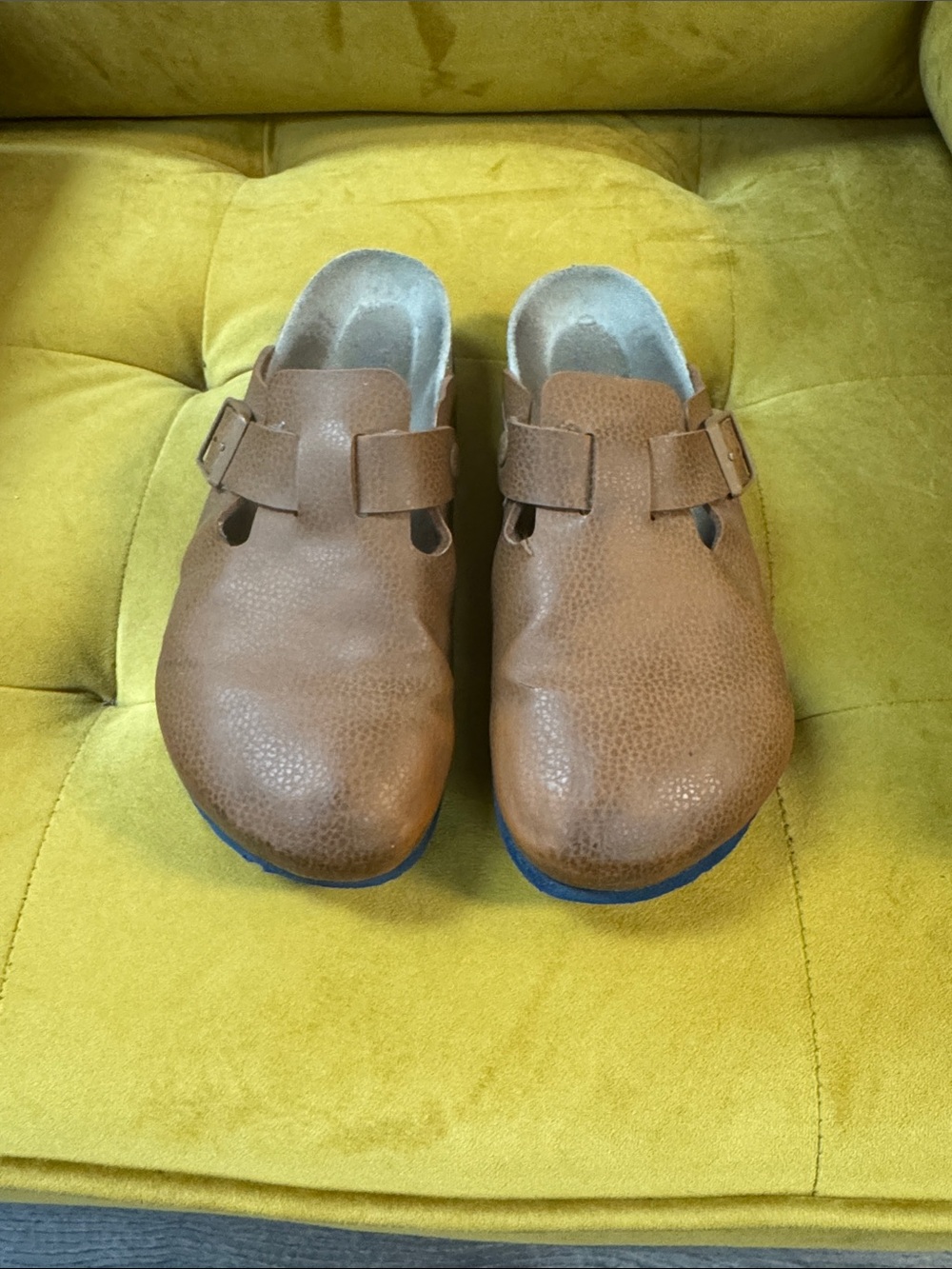 Birkenstock Boston Brown Leather Clogs with Single Buckle